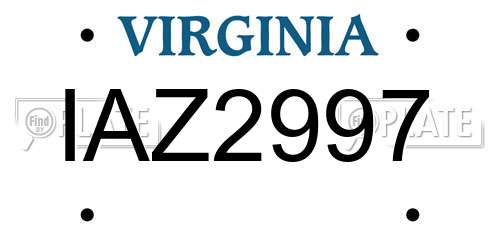 IAZ2997 Virginia License Plate