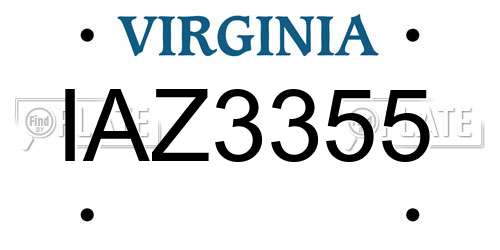 IAZ3355 Virginia License Plate