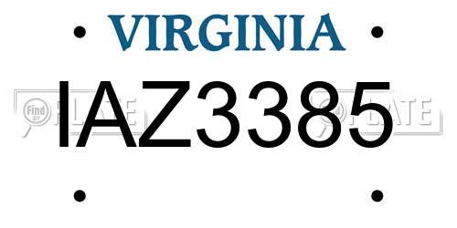 IAZ3385 Virginia License Plate