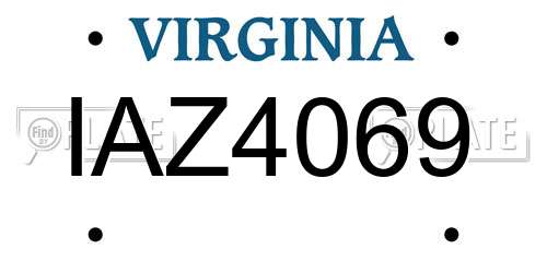 IAZ4069 Virginia License Plate