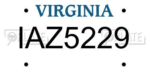 IAZ5229 Virginia License Plate