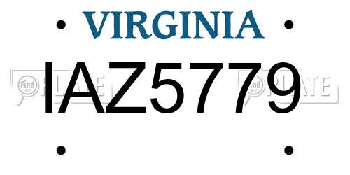 IAZ5779 Virginia License Plate