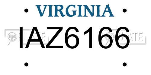 IAZ6166 Virginia License Plate