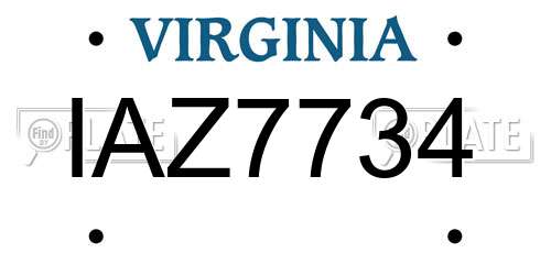 IAZ7734 Virginia License Plate