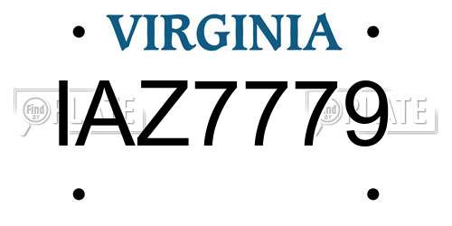 IAZ7779 Virginia License Plate