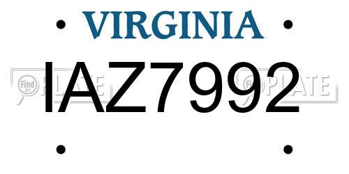 IAZ7992 Virginia License Plate