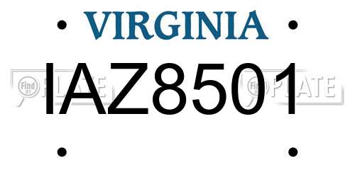 IAZ8501 Virginia License Plate