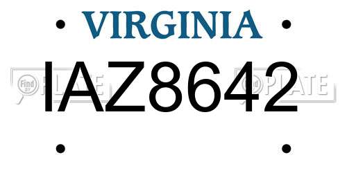 IAZ8642 Virginia License Plate