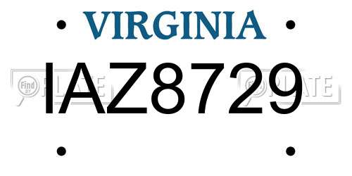 IAZ8729 Virginia License Plate