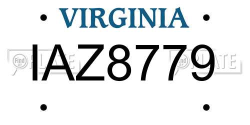 IAZ8779 Virginia License Plate