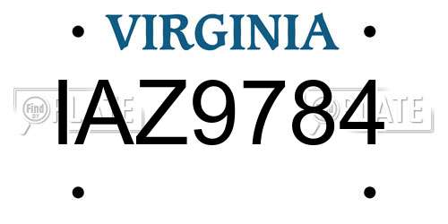 IAZ9784 Virginia License Plate