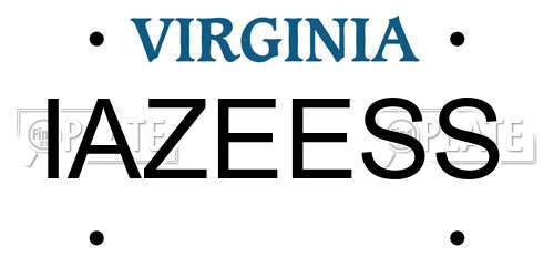 IAZEESS Virginia License Plate