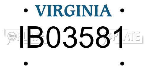 IB03581 Virginia License Plate