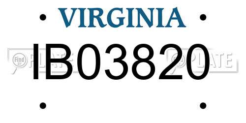 IB03820 Virginia License Plate