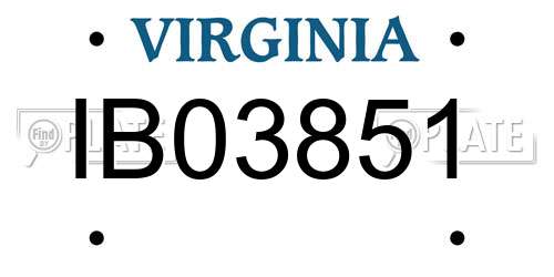 IB03851 Virginia License Plate