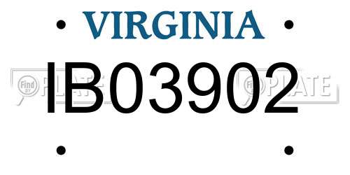 IB03902 Virginia License Plate