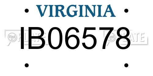 IB06578 Virginia License Plate