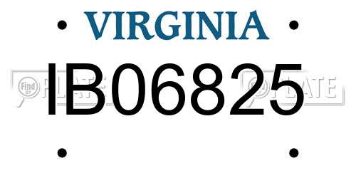 IB06825 Virginia License Plate