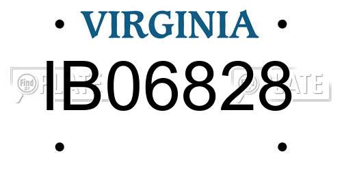 IB06828 Virginia License Plate