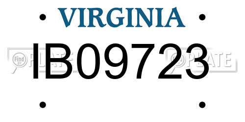 IB09723 Virginia License Plate