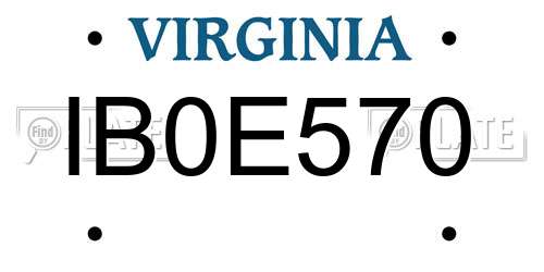 IB0E570 Virginia License Plate