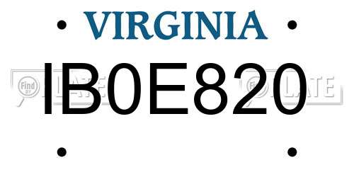 IB0E820 Virginia License Plate
