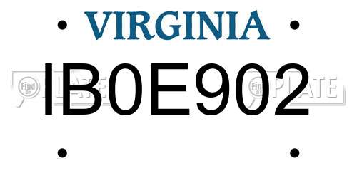 IB0E902 Virginia License Plate