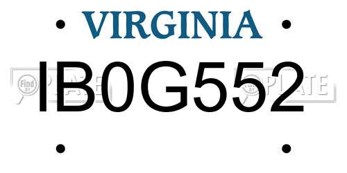 IB0G552 Virginia License Plate