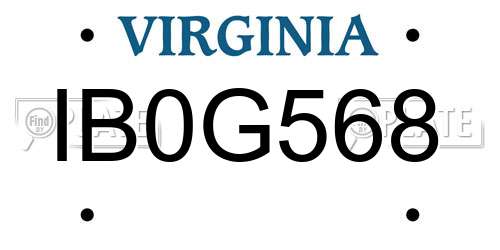 IB0G568 Virginia License Plate
