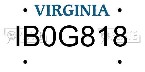 IB0G818 Virginia License Plate
