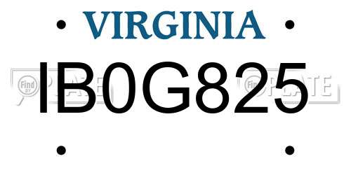 IB0G825 Virginia License Plate