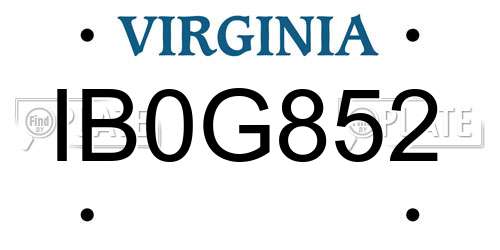 IB0G852 Virginia License Plate