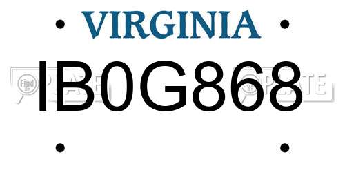 IB0G868 Virginia License Plate
