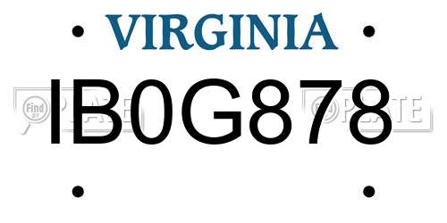 IB0G878 Virginia License Plate