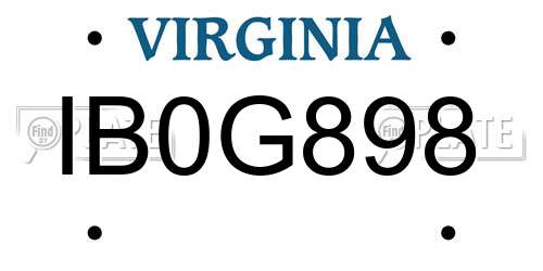 IB0G898 Virginia License Plate