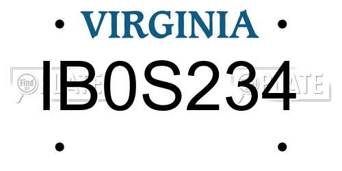 IB0S234 Virginia License Plate