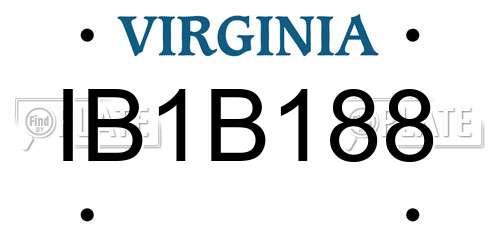 IB1B188 Virginia License Plate