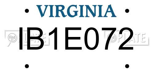IB1E072 Virginia License Plate