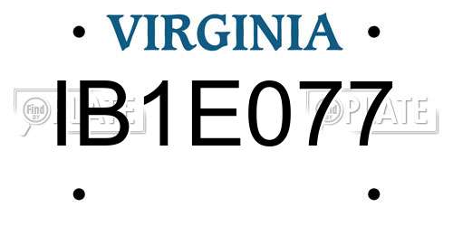 IB1E077 Virginia License Plate