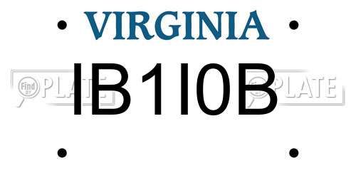 IB1I0B Virginia License Plate