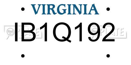 IB1Q192 Virginia License Plate