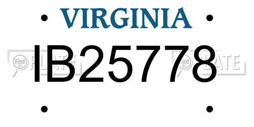 IB25778 Virginia License Plate