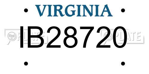 IB28720 Virginia License Plate