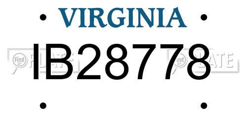 IB28778 Virginia License Plate