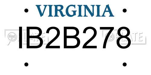 IB2B278 Virginia License Plate
