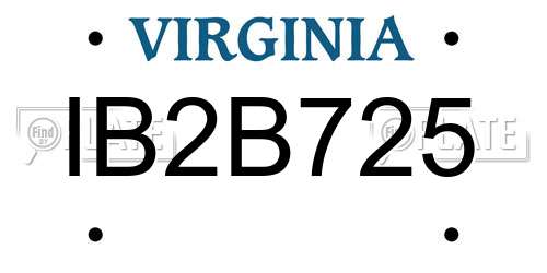 IB2B725 Virginia License Plate
