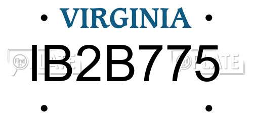 IB2B775 Virginia License Plate