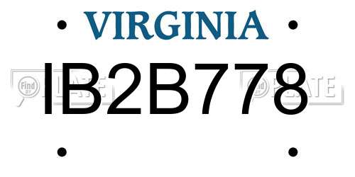 IB2B778 Virginia License Plate