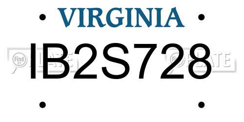 IB2S728 Virginia License Plate