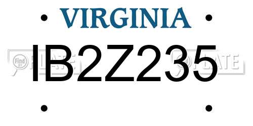 IB2Z235 Virginia License Plate